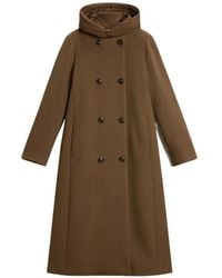 Woolrich - Double-Breasted Hooded Coat - Lyst
