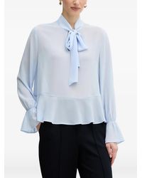 Ouí - Bow-Detail Peplum-Hem Blouse - Lyst