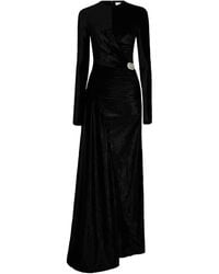 Rabanne - Draped Velvet Maxi Dress - Lyst