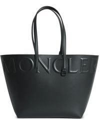 Moncler - Bolso Shopper De Piel Con Logo En Relieve - Lyst