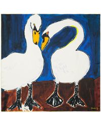 Burberry - Swan-print Silk Scarf - Lyst