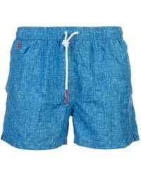 Kiton - Crosshatch-Print Swim Shorts - Lyst