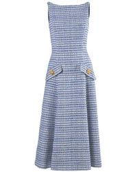 Carolina Herrera - Tweed-Effect Button-Detail A-Line Midi Dress - Lyst