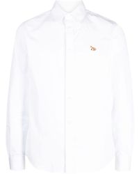 Maison Kitsuné - Fox-motif Button-up Cotton Shirt - Lyst