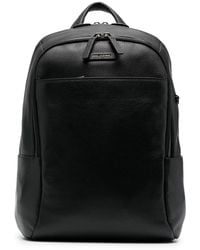 Piquadro - Logo-Plaque Leather Backpack - Lyst