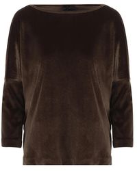 F.it - Velvet-Effect Boat-Neck Sweater - Lyst