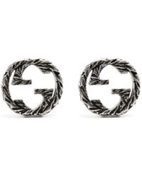 Gucci - Interlocking G Sterling Silver Stud Earrings - Lyst