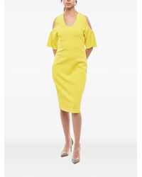 Stella McCartney - Midi Dress With Strong Silhouette And Cold-Shoulder Sleeves - Lyst