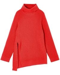 Giorgio Armani - Asymmetric-Hem Ribbed Sweater - Lyst