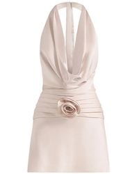Manière De Voir - Christelle Cowl Halter Open Back Rosette Mini Dress - Lyst