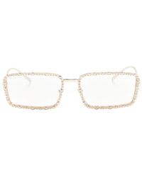 Gucci - Crystal-embellished Rectangle-frame Sunglasses - Lyst