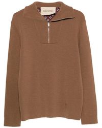 Valentino Garavani - Half-Zip Ribbed-Knit Sweater - Lyst