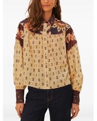 FARM Rio - Floral-Panelled Button-Down Blouse - Lyst