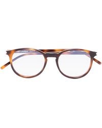 Saint Laurent - Round Tortoise Shell Optical Glasses - Lyst