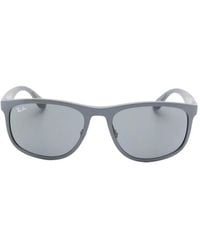 Ray-Ban - Rectangle-Frame Logo-Plaque Sunglasses - Lyst