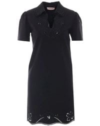 Twinset - Embroidered-Detail V-Neck Mini Dress - Lyst