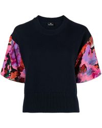 PS by Paul Smith - Floral-sleeved Organic Cotton Sweatshirt - Lyst