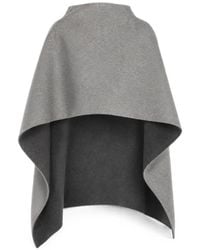 Alberta Ferretti - Two-Tone Wool Cape With Structured Neckline - Lyst