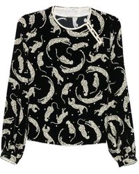 forte_forte - Leopard-Print Velvet-Effect Top - Lyst
