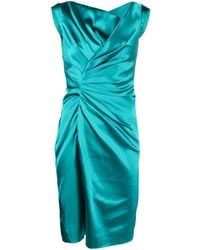 Talbot Runhof - Vestido midi con detalle fruncido - Lyst