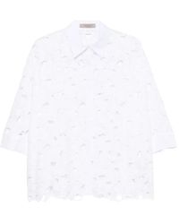D.exterior - Floral-Cutout Scalloped-Hem Shirt - Lyst