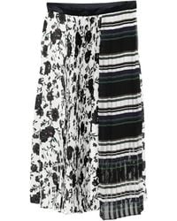 Sacai - Mix-Print Pleated Midi Skirt - Lyst
