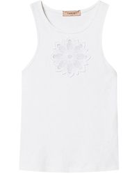 Twinset - Tank Top With Floral Embroidery - Lyst
