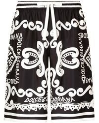 Dolce & Gabbana - Short en soie à logo imprimé - Lyst