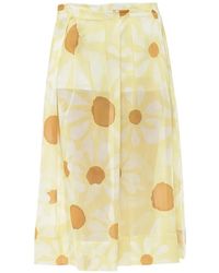 Marni - Daisy-Print Pleated Skirt - Lyst