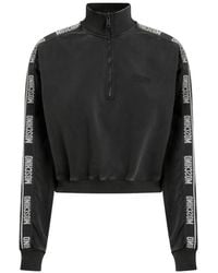 Moschino - Quarter-Zip Logo-Tape Sweatshirt - Lyst
