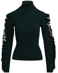 Essentiel Antwerp - Ruffle-Trimmed Ribbed-Knit Sweater - Lyst