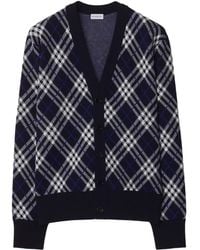 Burberry - Check-Pattern Cardigan - Lyst
