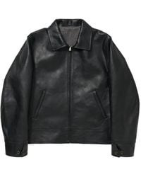 TAIGA TAKAHASHI - Shirt-Collar Leather Jacket - Lyst