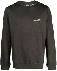 A.P.C. - Khaki Green Stretch-cotton Sweatshirt - Lyst