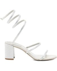 Rene Caovilla - 80 Mm Zilveren Sandalen - Lyst