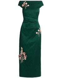 Erdem - Embroidered Textured-Satin Dress - Lyst