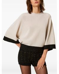 Twinset - Cropped Wool And Cashmere Sweater With Lurex - Lyst