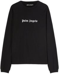 Palm Angels - T-shirt a maniche lunghe con logo ricamato - Lyst