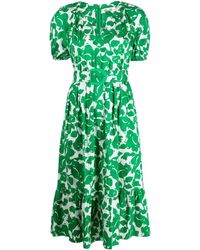 Diane von Furstenberg - Abstract-print Cotton Midi Dress - Lyst