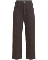 Brunello Cucinelli - Dyed Denim Contemporary Square Trousers With Monili - Lyst