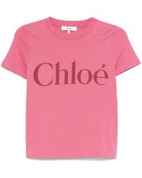 Chloé - T-Shirt mit Logo-Print - Lyst