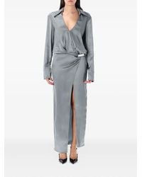 The Attico - Satin Wrap Dress - Lyst