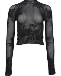 Fleur du Mal - Pointelle-Knit Lace T-Shirt - Lyst