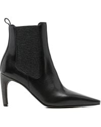 Brunello Cucinelli - Leather Heeled Ankle Boots - Lyst