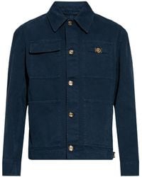 Versace - Jassen ,Blauw ,Denim Denimjas Met Versiering - Lyst