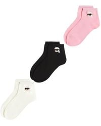 KARL LAGERFELD - K/Ikon Embroidered Socks Set (Set Of Three) - Lyst