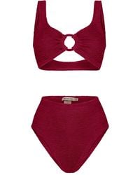 Paramidonna - Irina High Waist Bikini Met Textuur En Ringdetail - Lyst