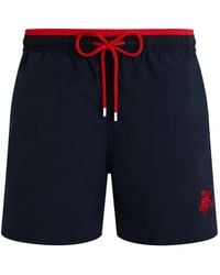 Vilebrequin - Moka Swim Shorts With Contrasting Waistband Insert And Turtle Embroidery - Lyst