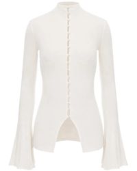 MANURI - Leyla Embellished-Button Flared-Sleeve Blouse - Lyst