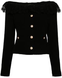 Alessandra Rich - Off-Shoulder Tweed Jacket - Lyst
